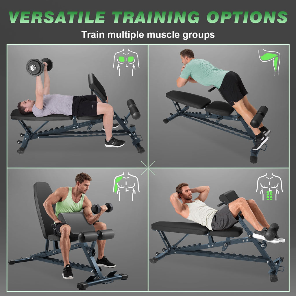 Adjustable Weight Bench for Home Gym 2.2 Inch Thick Pad