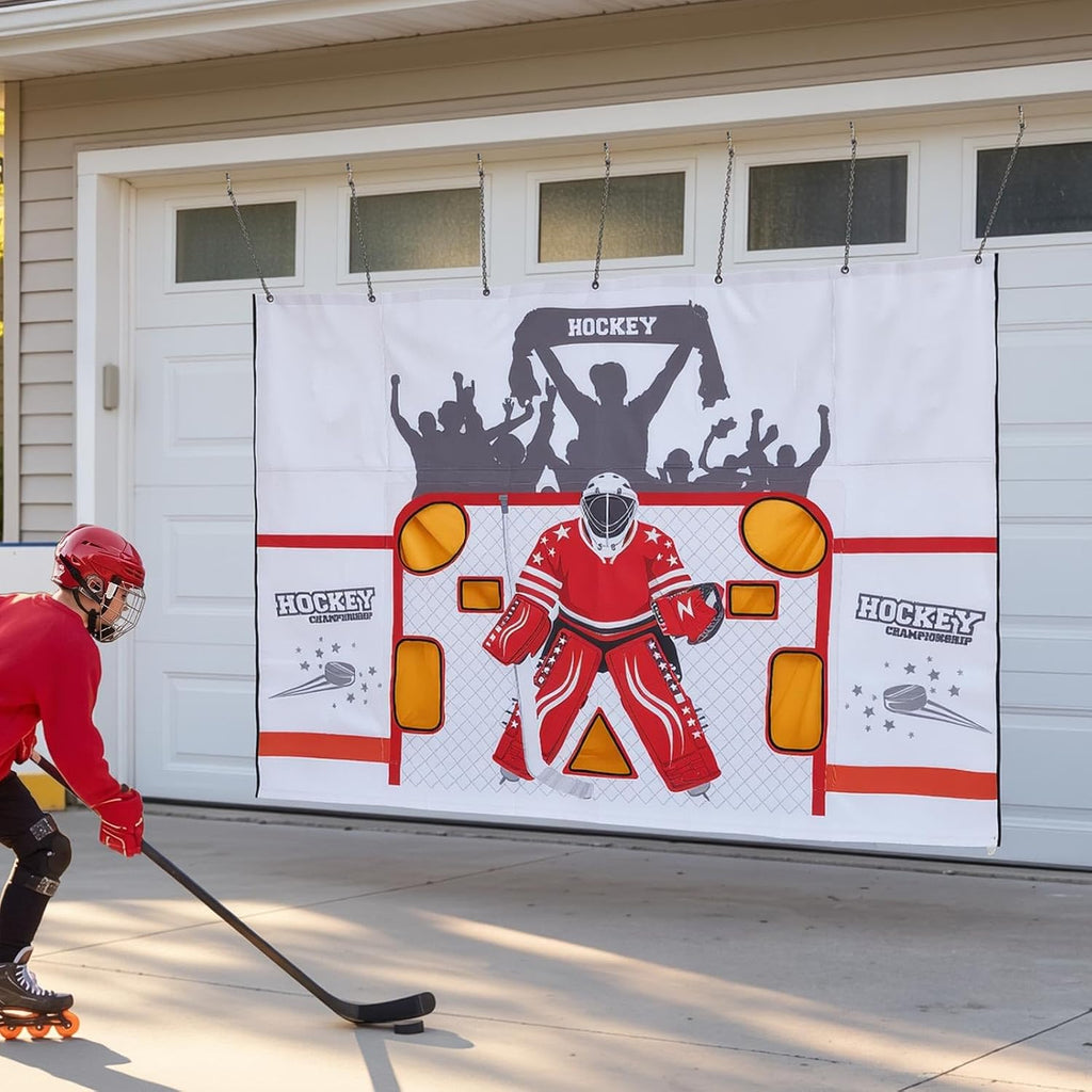 VEVOR Hockey Shooting Tarp, Shooter Tutor Ice Hockey Goal Practice Target, Tear-Proof Premium Net with 7 Holes, Easy Set Up Hockey Net Replacement, Training Equipment for Practicing Shooting Accuracy