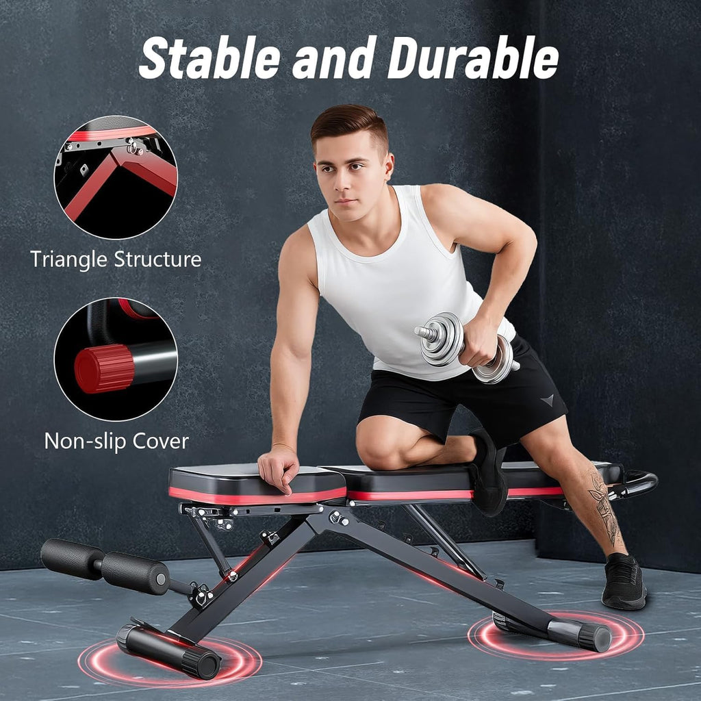 ALSO GO Adjustable Weight Bench for Home Gym, Foldable Workout Bench