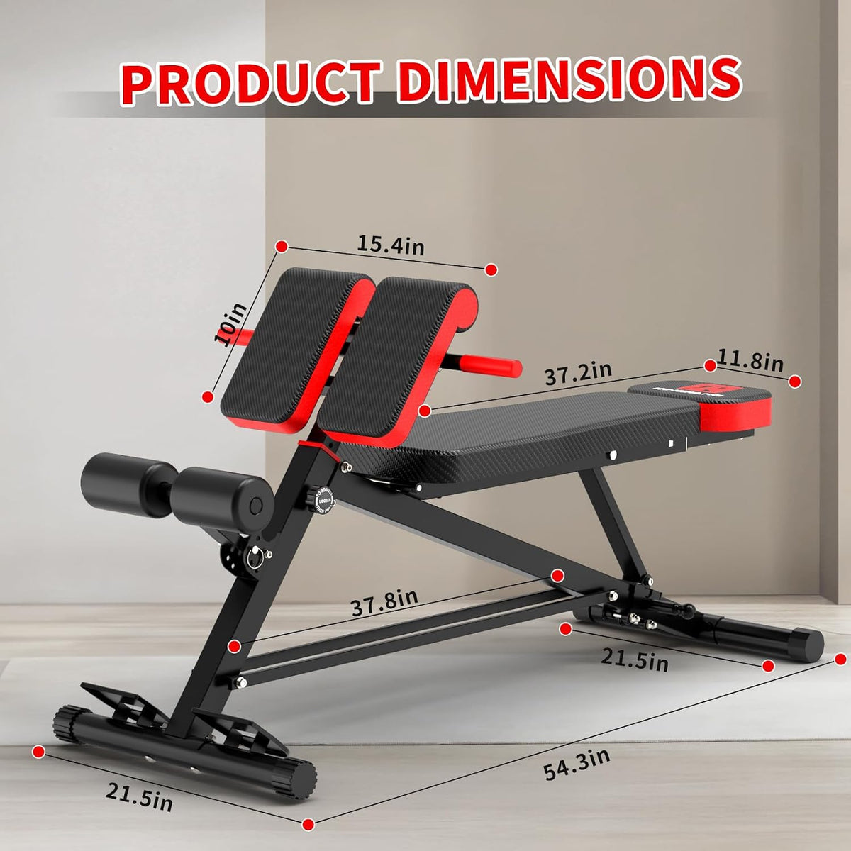 K KINGKANG Weight Bench,Load 500LBS Roman Chair Adjustable Decline/Flat