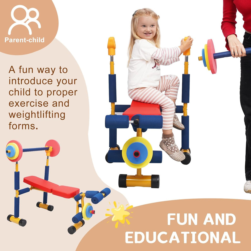 Kids Workout Equipment Kids Weight Bench Set Exercise Equipment Indoor Play Gym Toddler Workout Weight Set - Baby Weights Toys for Age 3 and Up by Home-Man