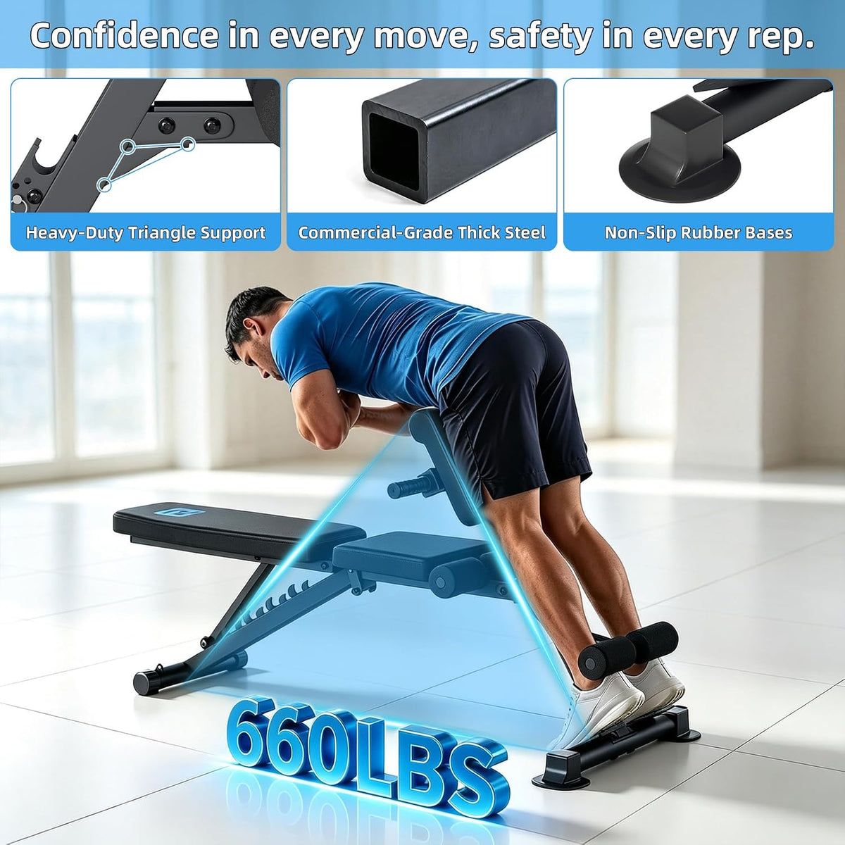 Multi-Functional Weight Bench Adjustable Roman Chair Ab Trainer
