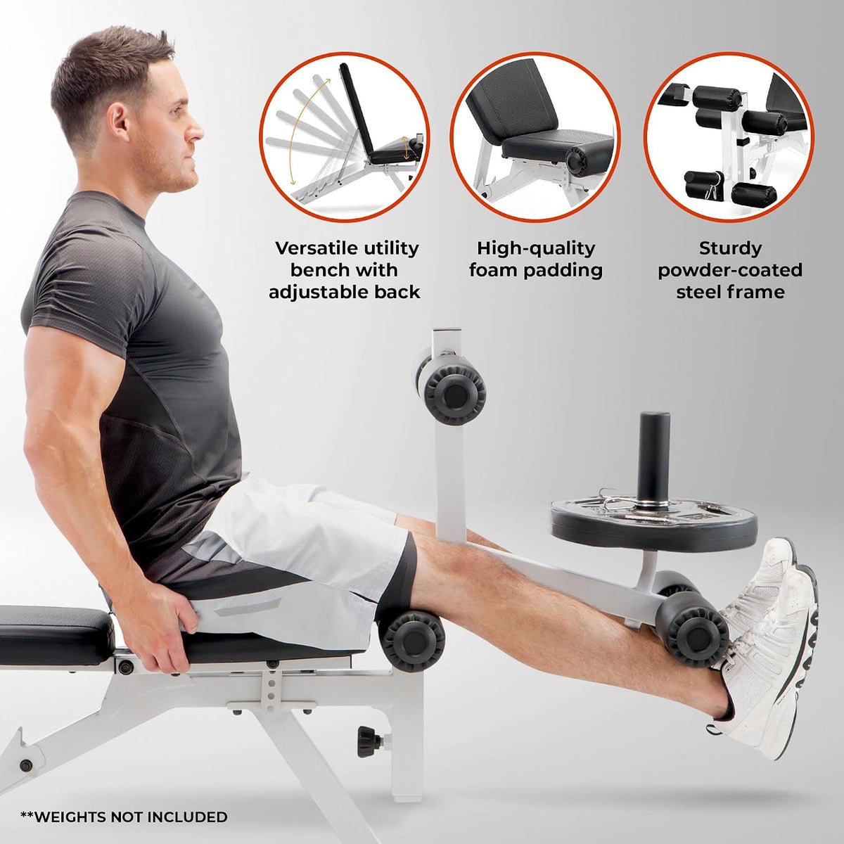 Marcy Foldable Incline Decline Weight Bench, Adjustable 6-Position Backrest