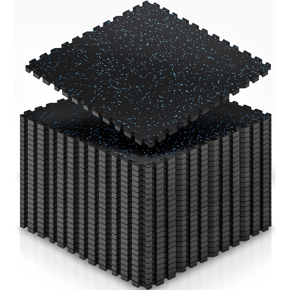 0.6" Thicker 12 Pcs Rubber Top Gym Flooring for Home Gym, Gym Mat