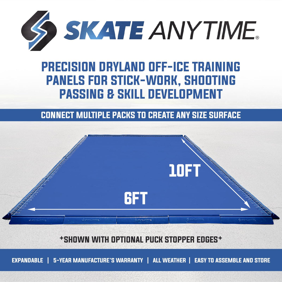 Skate Anytime Precision Dryland Hockey Tiles â Expandable Off-Ice Hockey Training Zones for Stickhandling, Passing & Shooting
