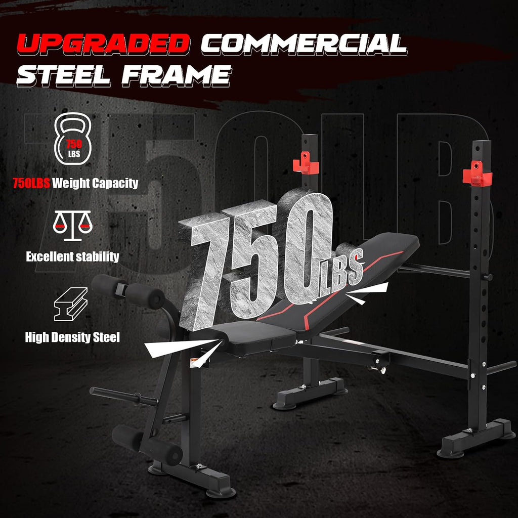 750LBS Adjustable Weight Bench Set for Full Body Workout