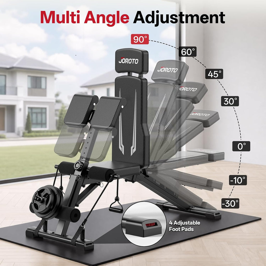 JOROTO Adjustable Weight Bench, Foldable Incline Decline Flat Workout Bench
