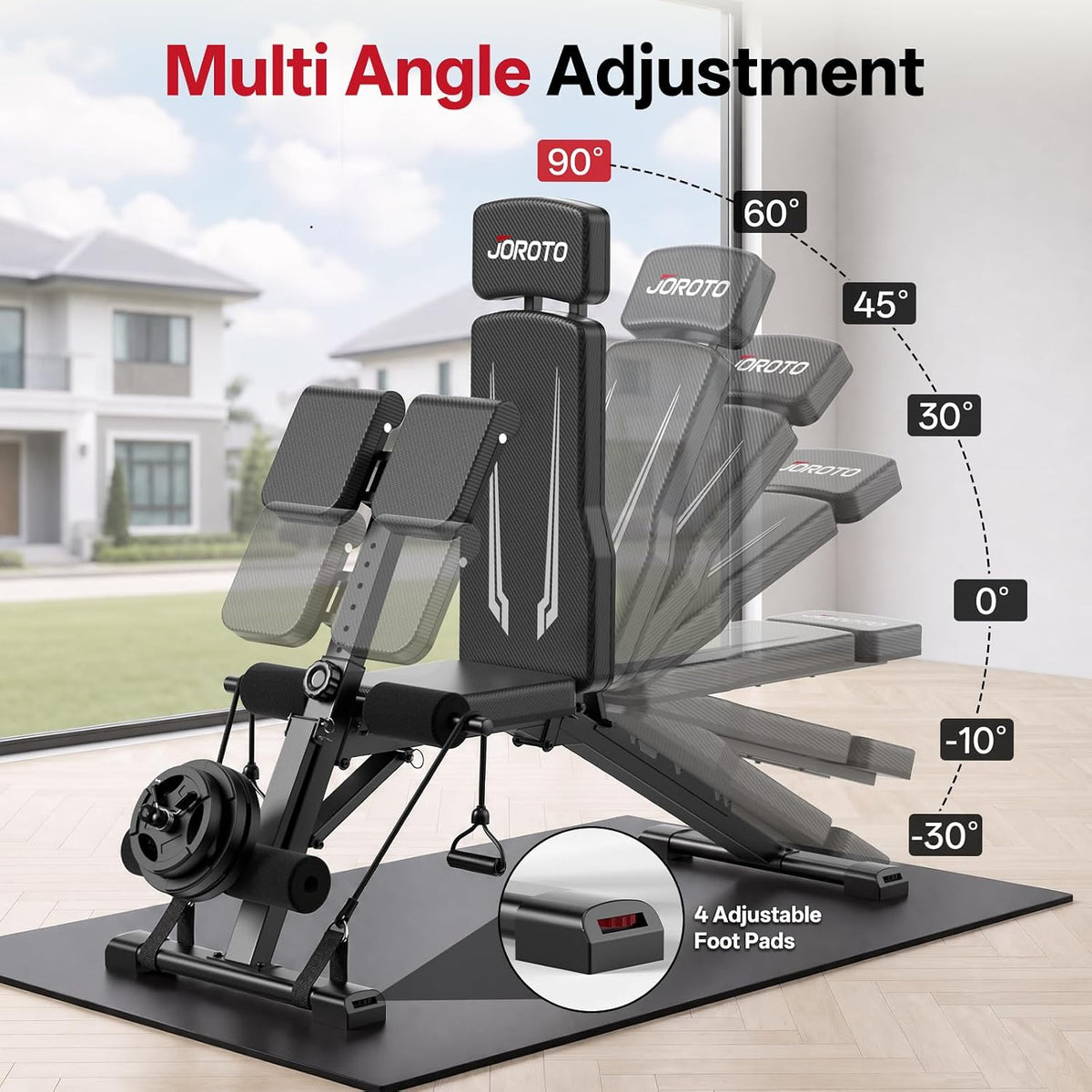 JOROTO Adjustable Weight Bench, Foldable Incline Decline Flat Workout Bench