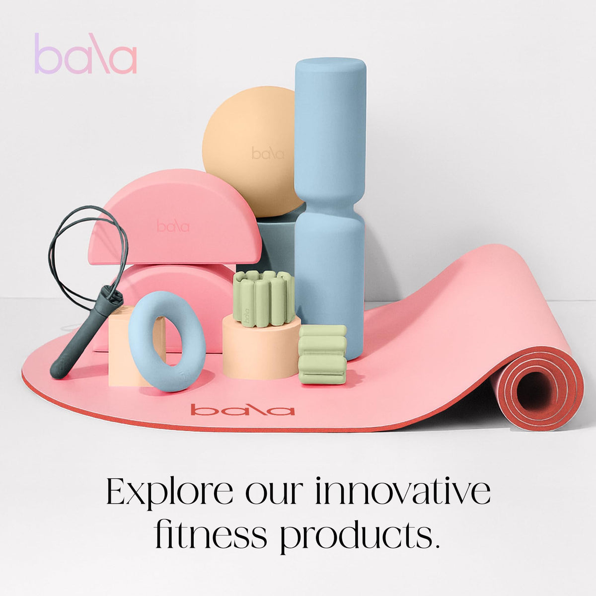 Bala Yoga Mat for Home Gym, Non-Slip Exercise Mat for Home Workout (12MM)