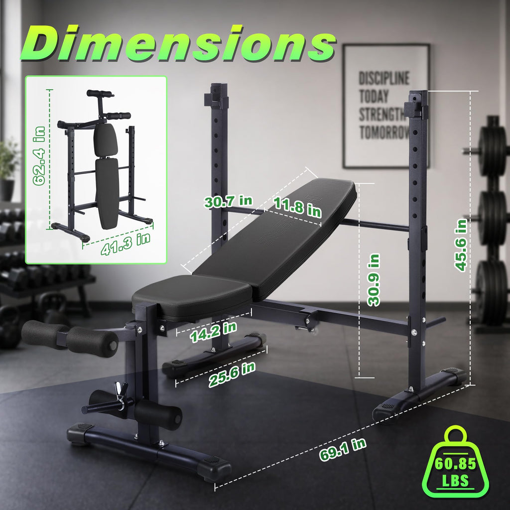 Adjustable Weight Bench for Home Gym 2.2 Inch Thick Pad