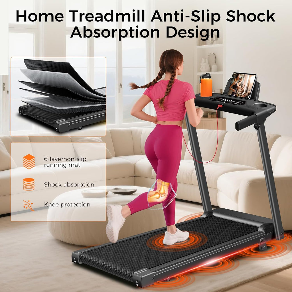 Aiteid Treadmill with 12% Incline, 3.0HP Low Noise Treadmills for Home, Portable Electric Treadmill with Handles, Walking Pad, Compact Running Machine, Walking Pad with Handle, 0.6-6.2MPH