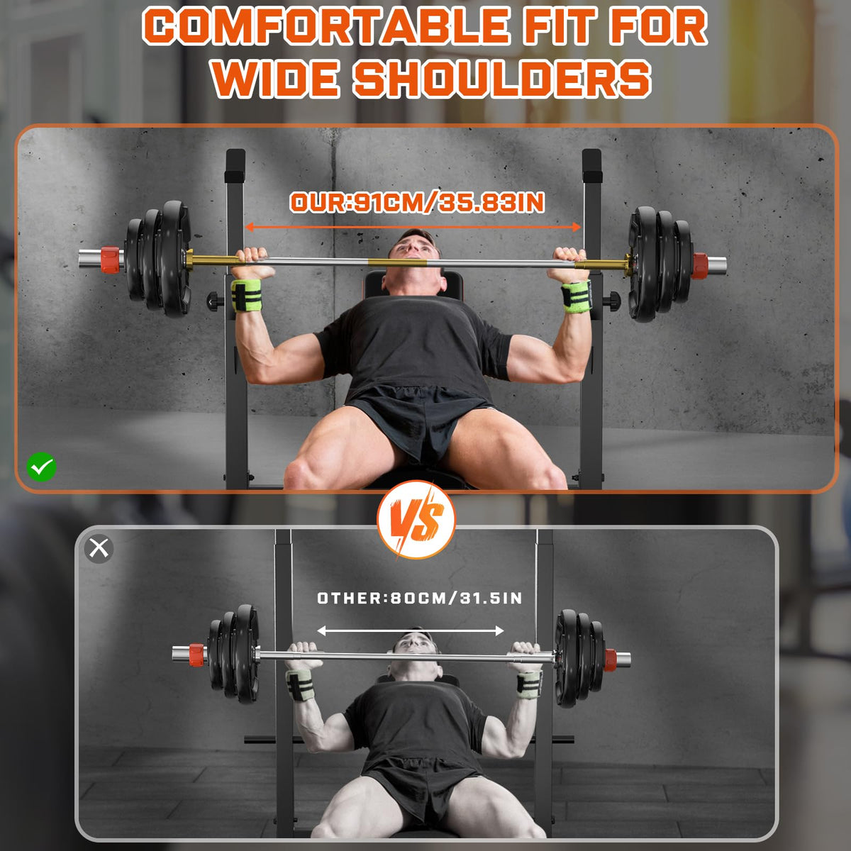 Fostoy Adjustable Weight Bench with Barbell Rack & Incline Design