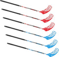 Leyndo 6 Pcs Floorball Sticks Round Alloy Shaft Floorball Hockey Stick, Red and Blue
