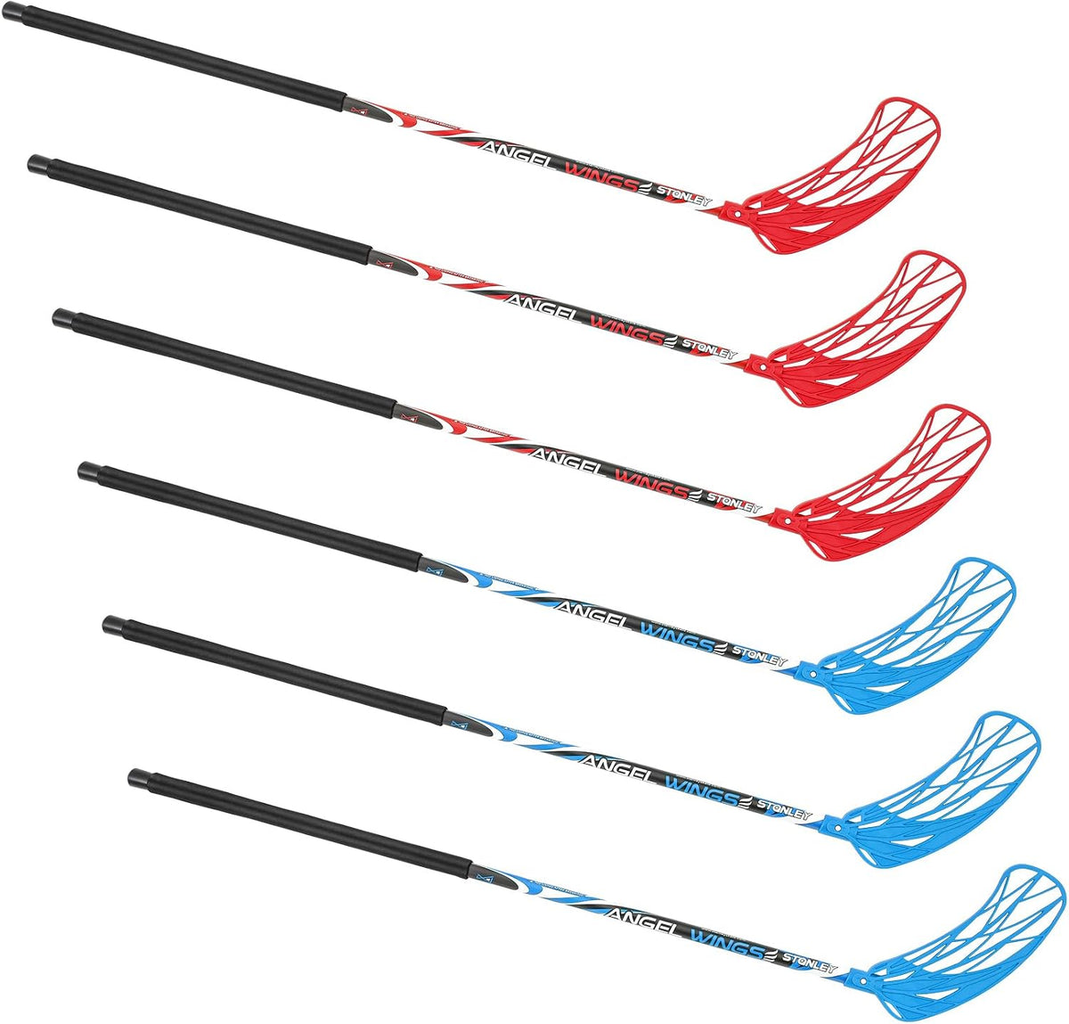 Leyndo 6 Pcs Floorball Sticks Round Alloy Shaft Floorball Hockey Stick, Red and Blue