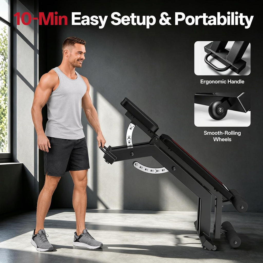 JOROTO Adjustable Weight Bench, Ab Sit Up Bench, 1800LBS Workout Bench