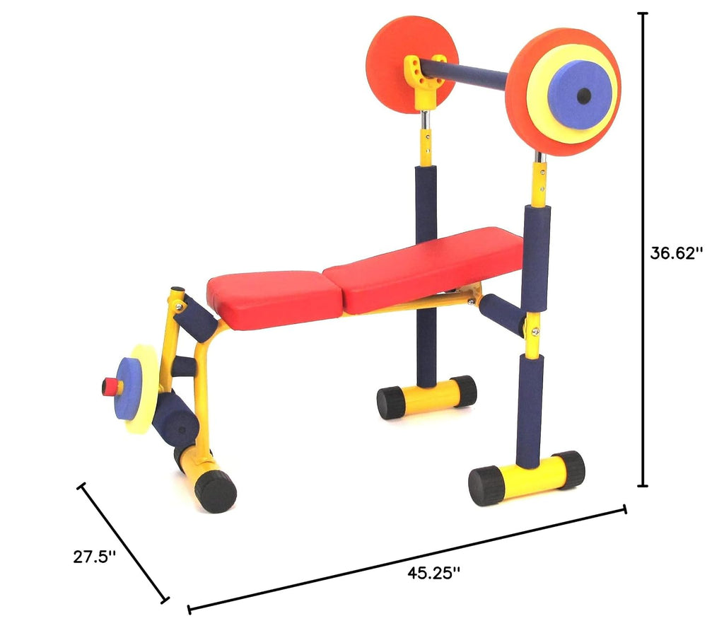 Redmon Fun & Fitness for Kids Adjustable Weight Bench Press Set w/ Barbell & Foam Weights