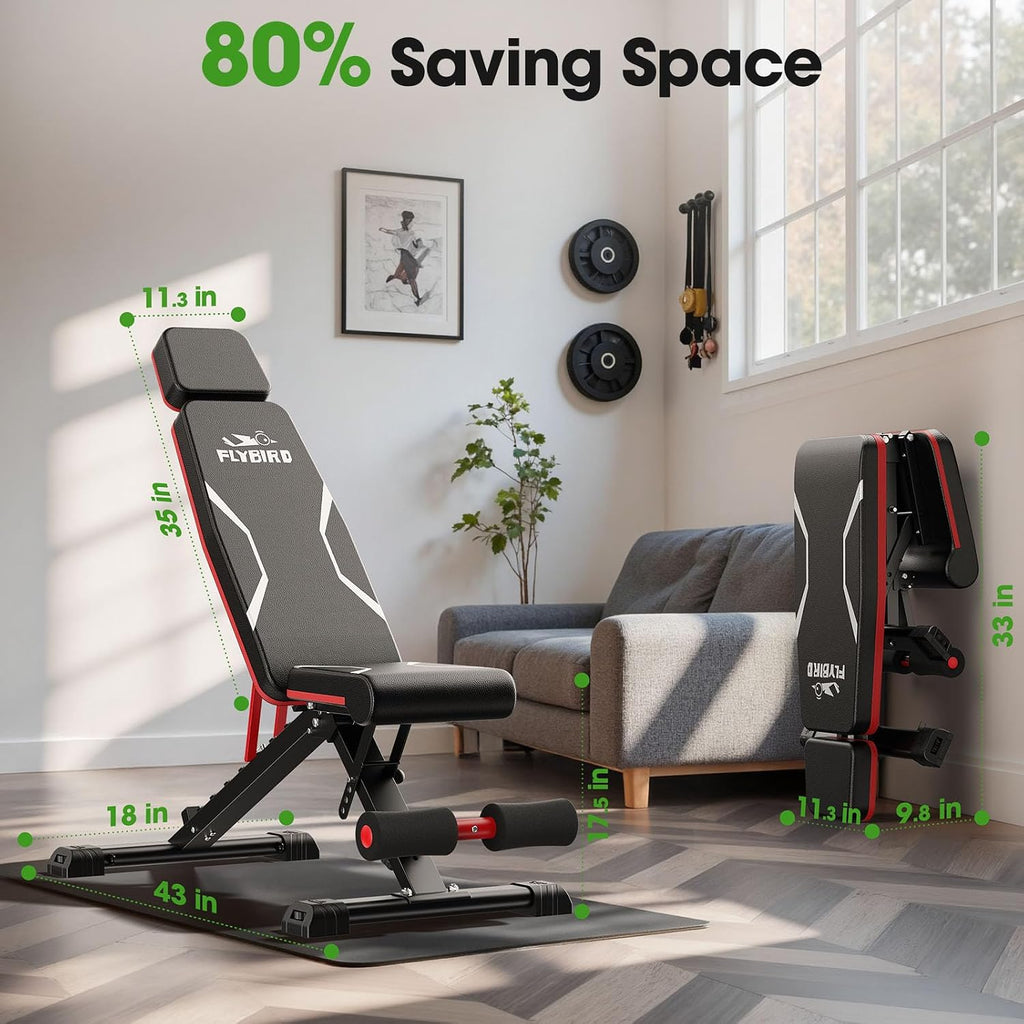 FLYBIRD Adjustable Weight Bench, Full Body Workout Bench for Home Gym