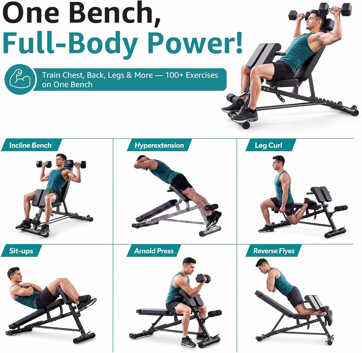 OLIXIS Adjustable Weight Bench, 660 LBS Foldable Workout Bench Press