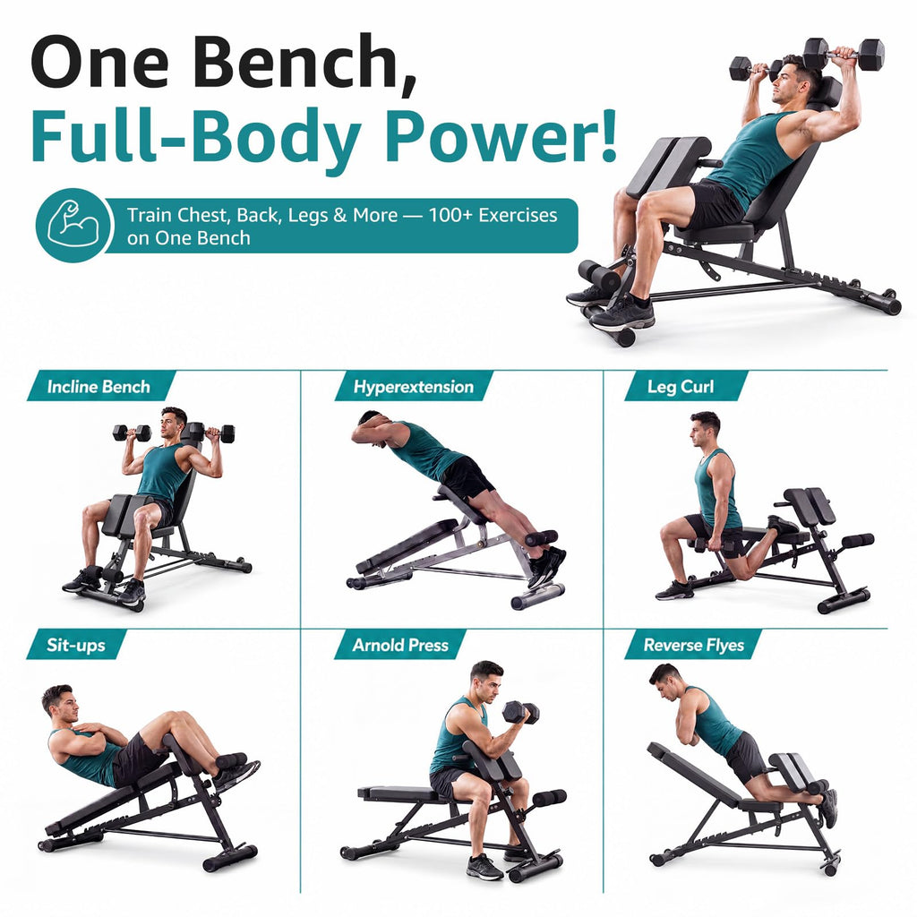 OLIXIS Adjustable Weight Bench, 660 LBS Foldable Workout Bench Press