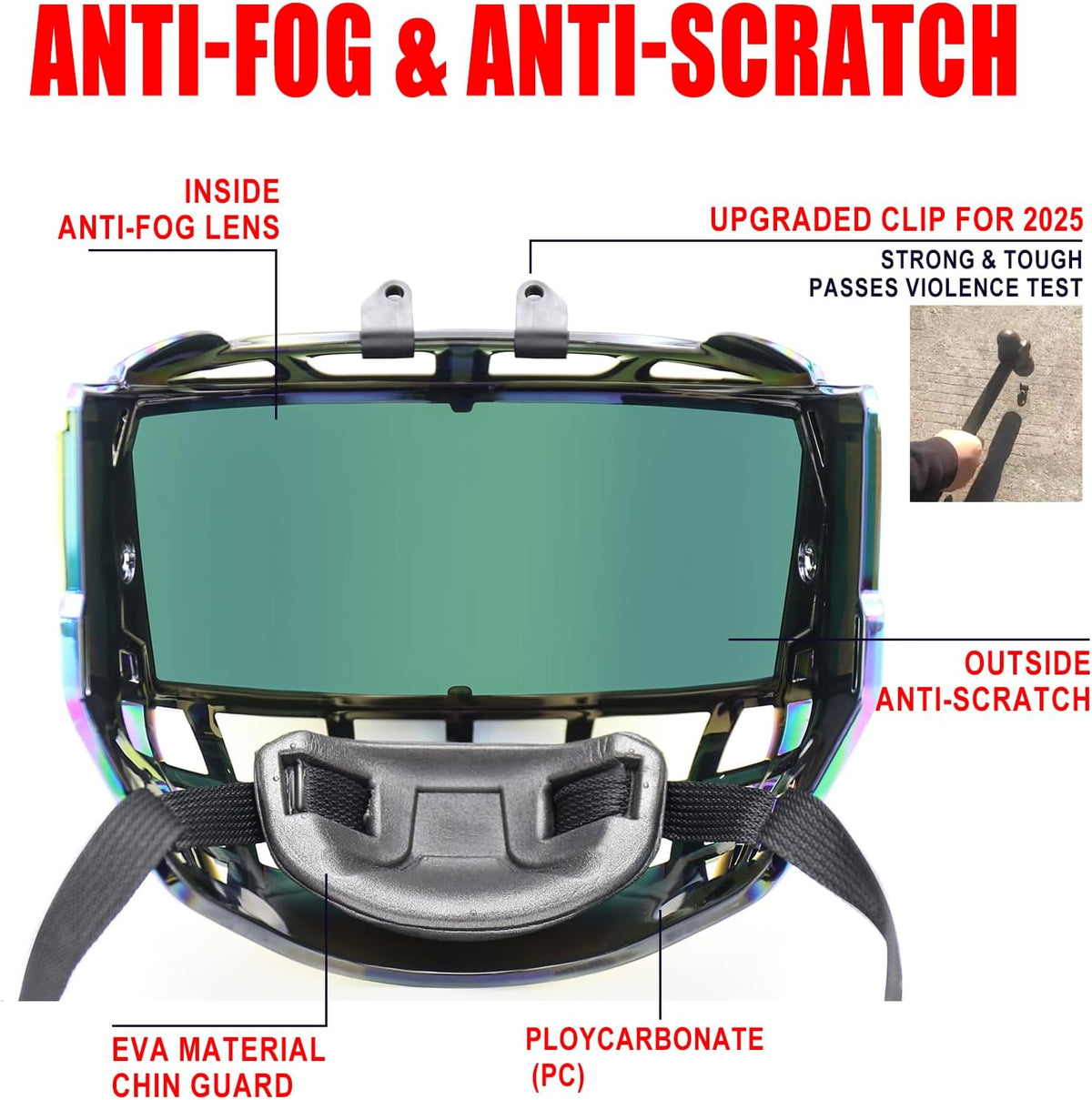 GY Hockey Full Shield Visor Junior Ice Hockey Helmet Full Face Protection Visor Youth Anti-Scratch/Anti-Fog