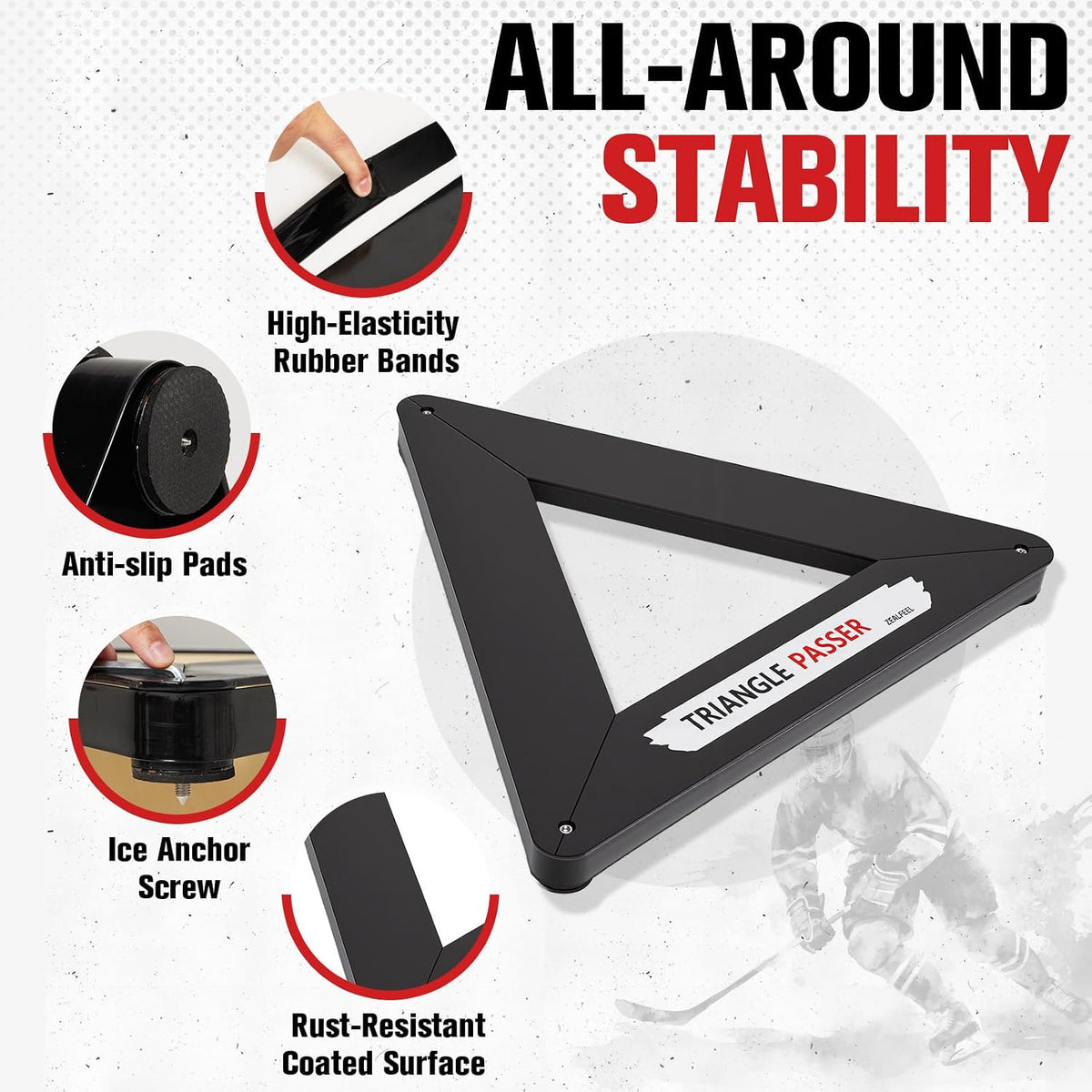 ZEALFEEL Triangle Hockey Rebounder, 26 Inch Passer Training Aid
