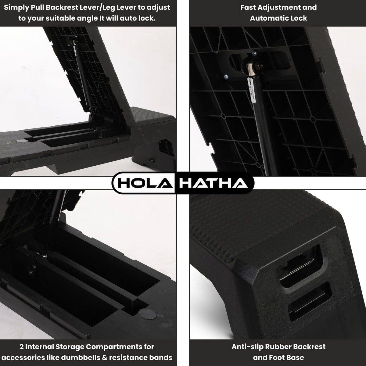 HolaHatha Compact Portable Aerobic Step Platform Exercise Fitness Equipment, Cardio Stepper with Adjustable Height for Home Gym