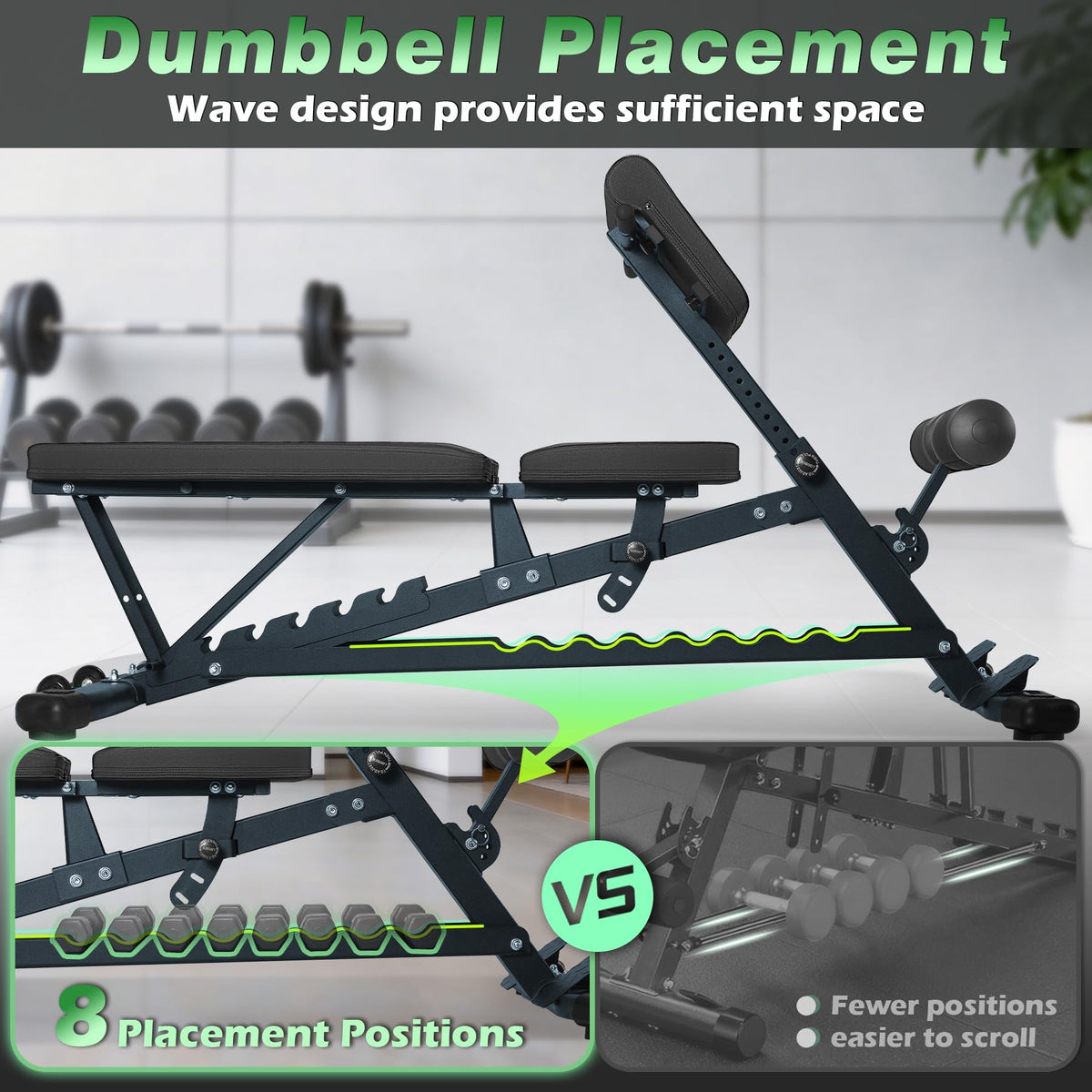 Adjustable Weight Bench for Home Gym 2.2 Inch Thick Pad