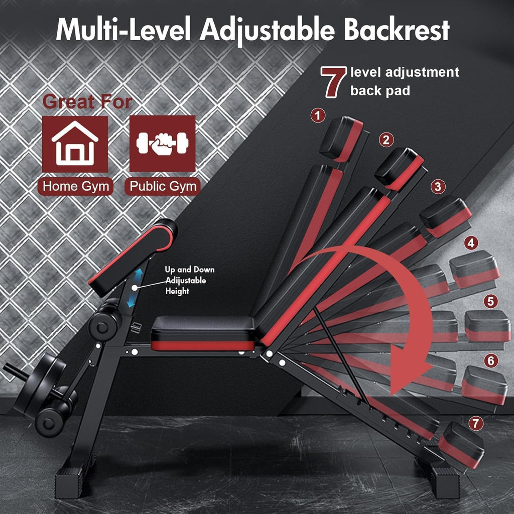 Adjustable Weight Bench with Leg Extension, 770LBS Foldable Bench Press