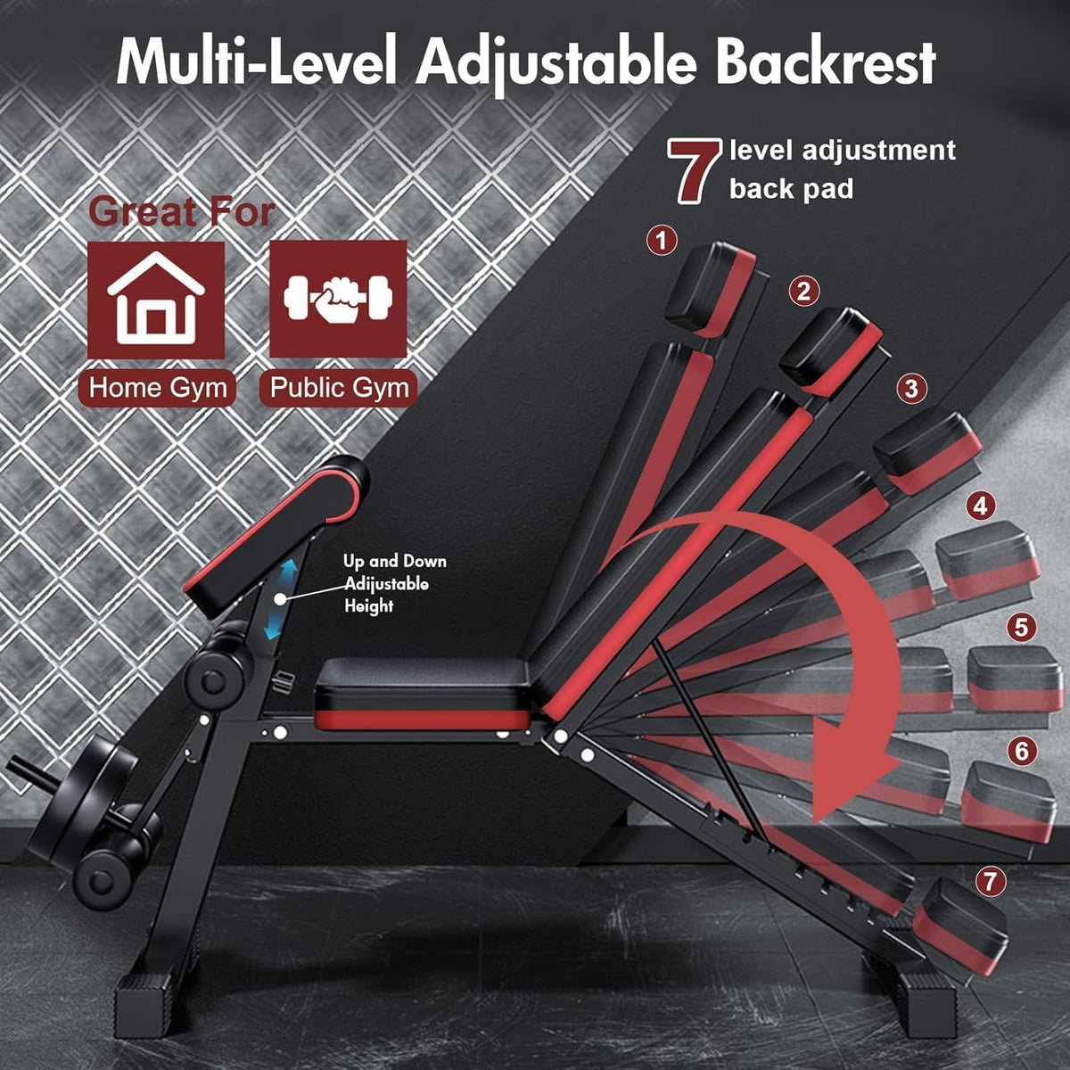 Adjustable Weight Bench with Leg Extension, 770LBS Foldable Bench Press