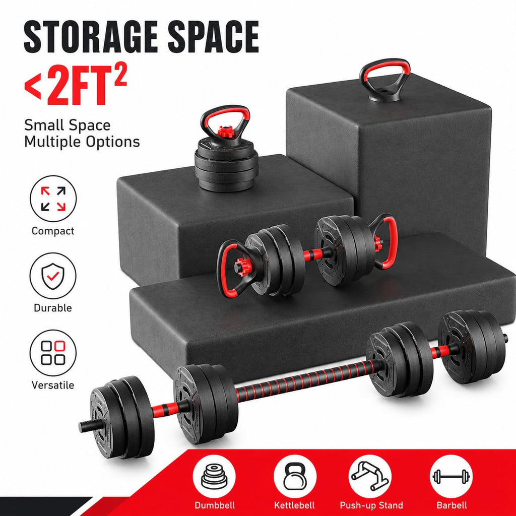 HulkFit Adjustable Dumbbells Set with Foldable Weight Bench, 40/60 LBS