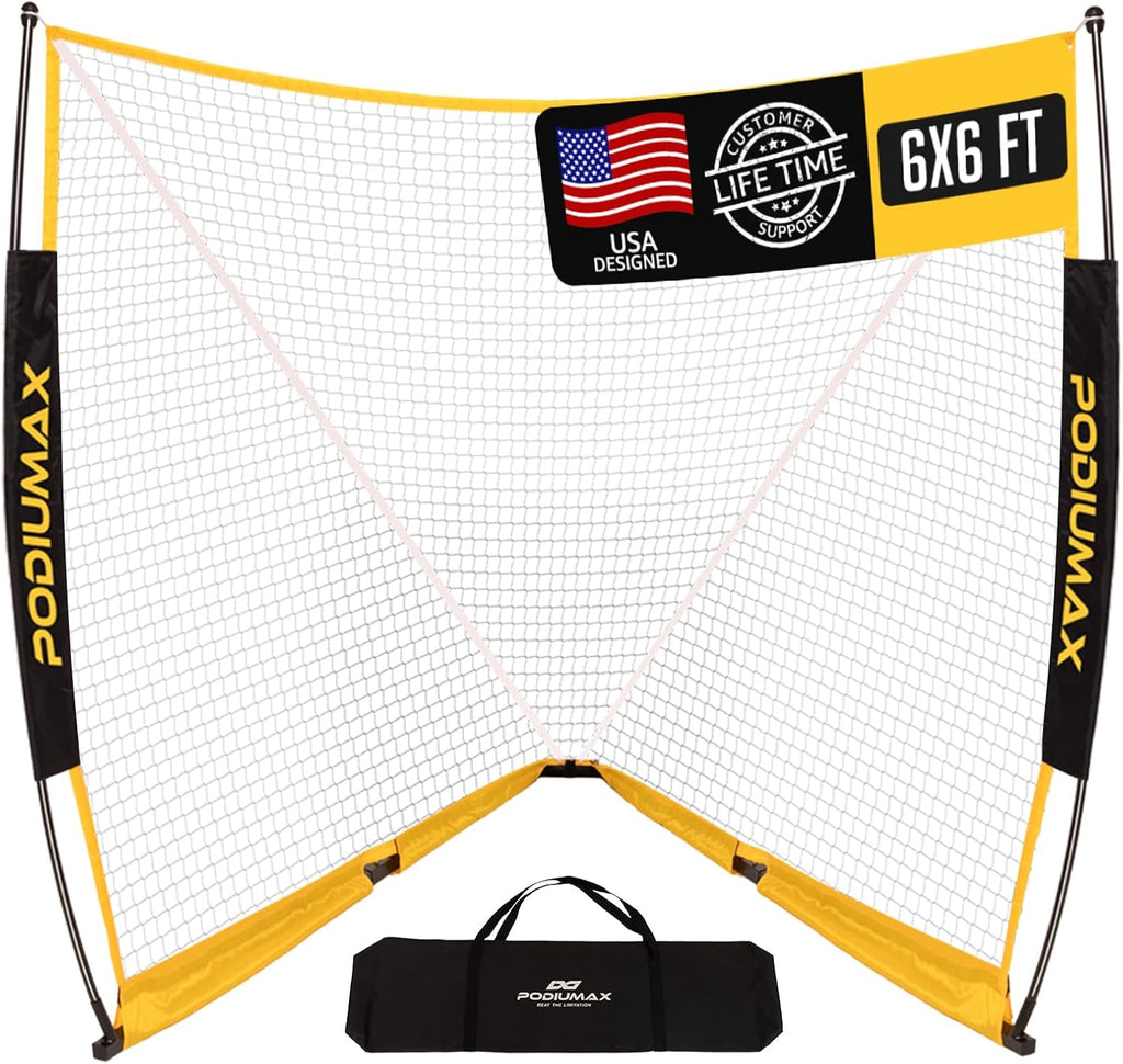 PodiuMax Foldable Lacrosse Goal 6x6x7FT, Stable Steel Frame