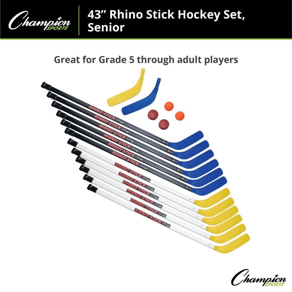 Champion Sports Rhino Stick Hockey Set â Durable ABS Sticks, Non-Marring Blades, Multiple Sizes â Complete Sets