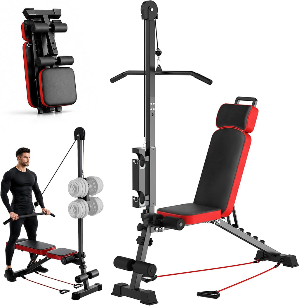KINMAC Multi-Functional Weight Bench with Pulley System Adjustable Backrest