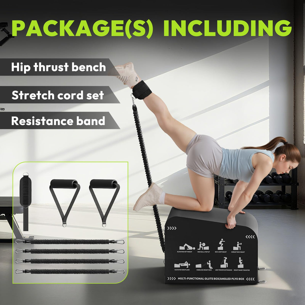 HANDBODE Hip Thrust Bench, Multi-Functional Slip-Free Hip Thrust Machine