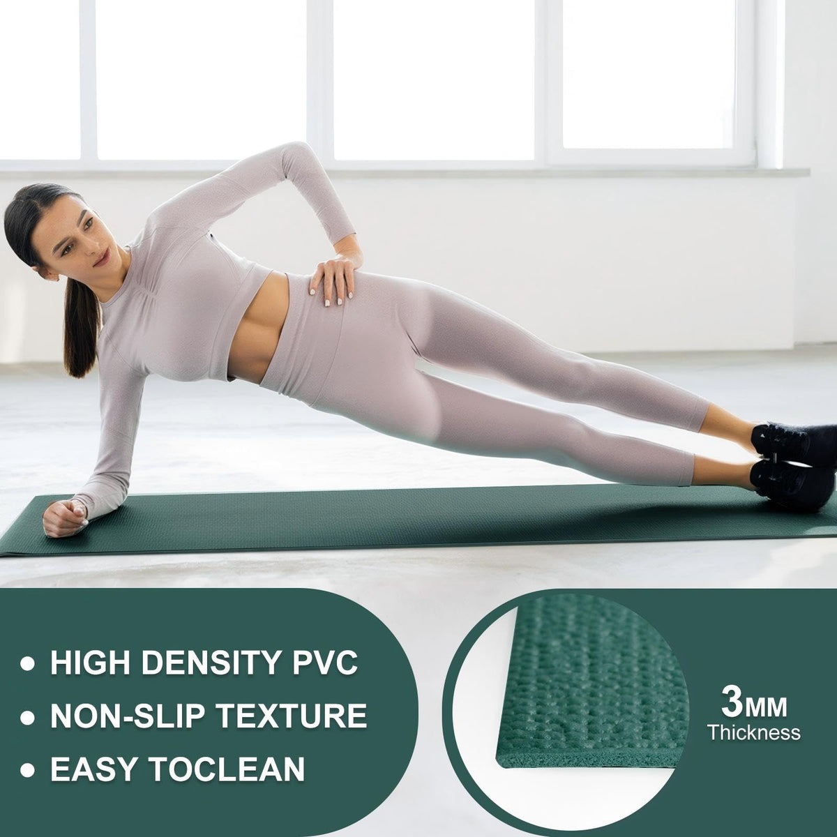 Funtery 3 mm Thin Yoga Mats Bulk, 68 x 24 in