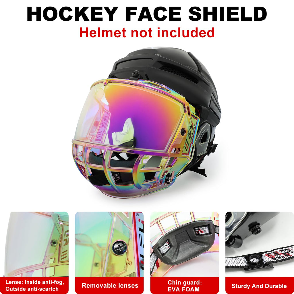 GY Hockey Full Shield Visor Junior Ice Hockey Helmet Full Face Protection Visor Youth Anti-Scratch/Anti-Fog
