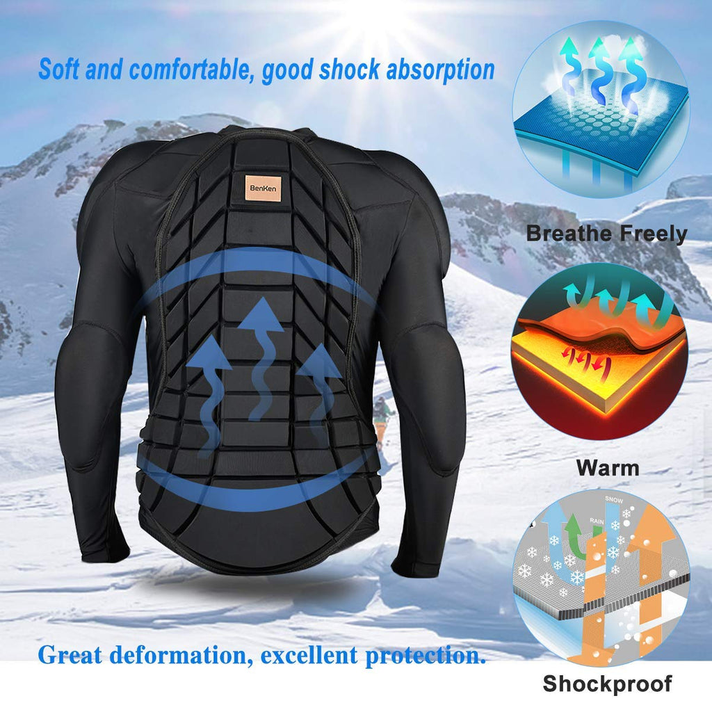 BenKen Men's Women's Professional Anti-Collision Sports Shirts, Protection of the Back, Motorcycle Protective Jacket for Skateboarding Skating Snowboarding Cycling