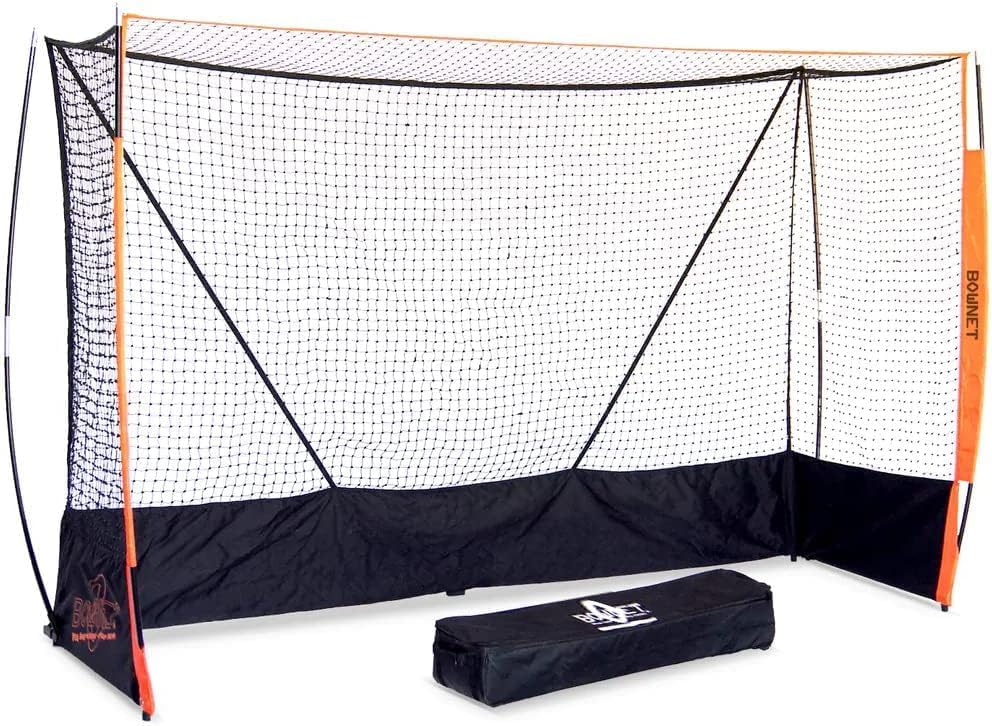 Bownet Field Hockey Goal with Backstop, 12'x7', E.A.S., Roller Bag