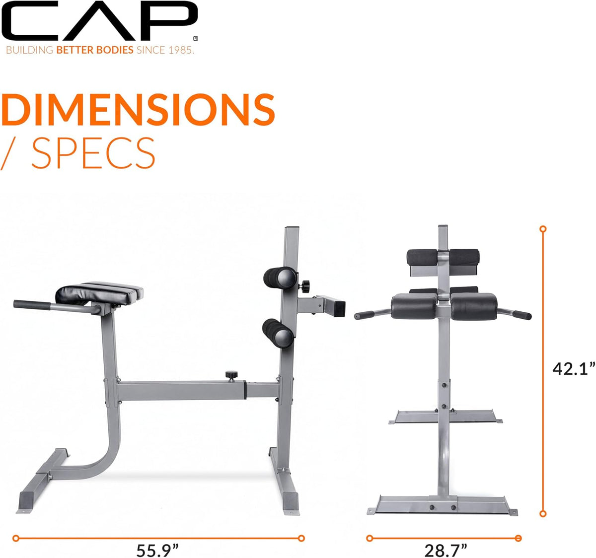 Cap Strength Roman Chair â Adjustable Back Extension Bench for Core & Glute Workouts, Heavy-Duty 300 LB Capacity - Black and Gray Options