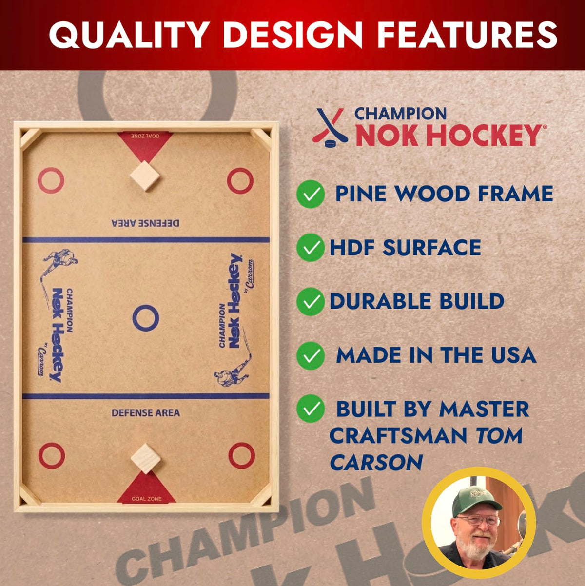 Carrom Champion Nok Hockey Game (Standard Size) â Wooden Board Games for Adults & Children â Indoor and Outdoor Games for Family â Sports Board Games