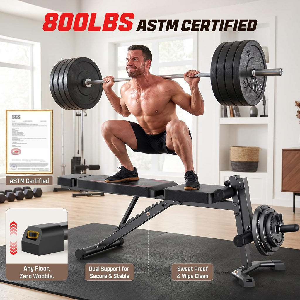 OPPSDECOR Adjustable Weight Bench with Leg Extension and Preacher Curl Pad
