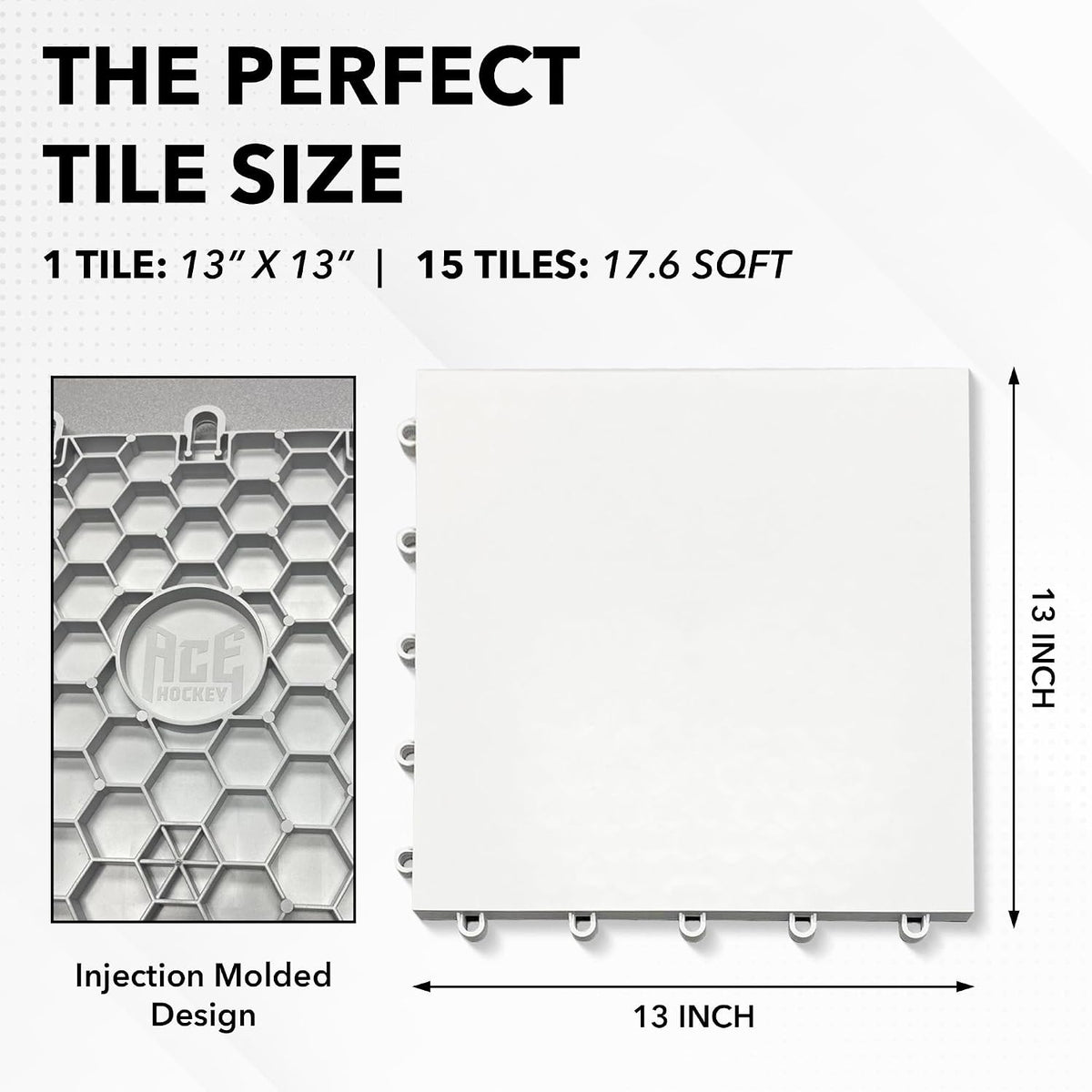 ACE HOCKEY Dryland Flooring Tiles for Hockey Training - 15-Pack Hockey Tiles (17.6 sqft) for Shooting, Passing, Stickhandling - Not Skateable Synthetic Ice Tiles for Hockey Practice