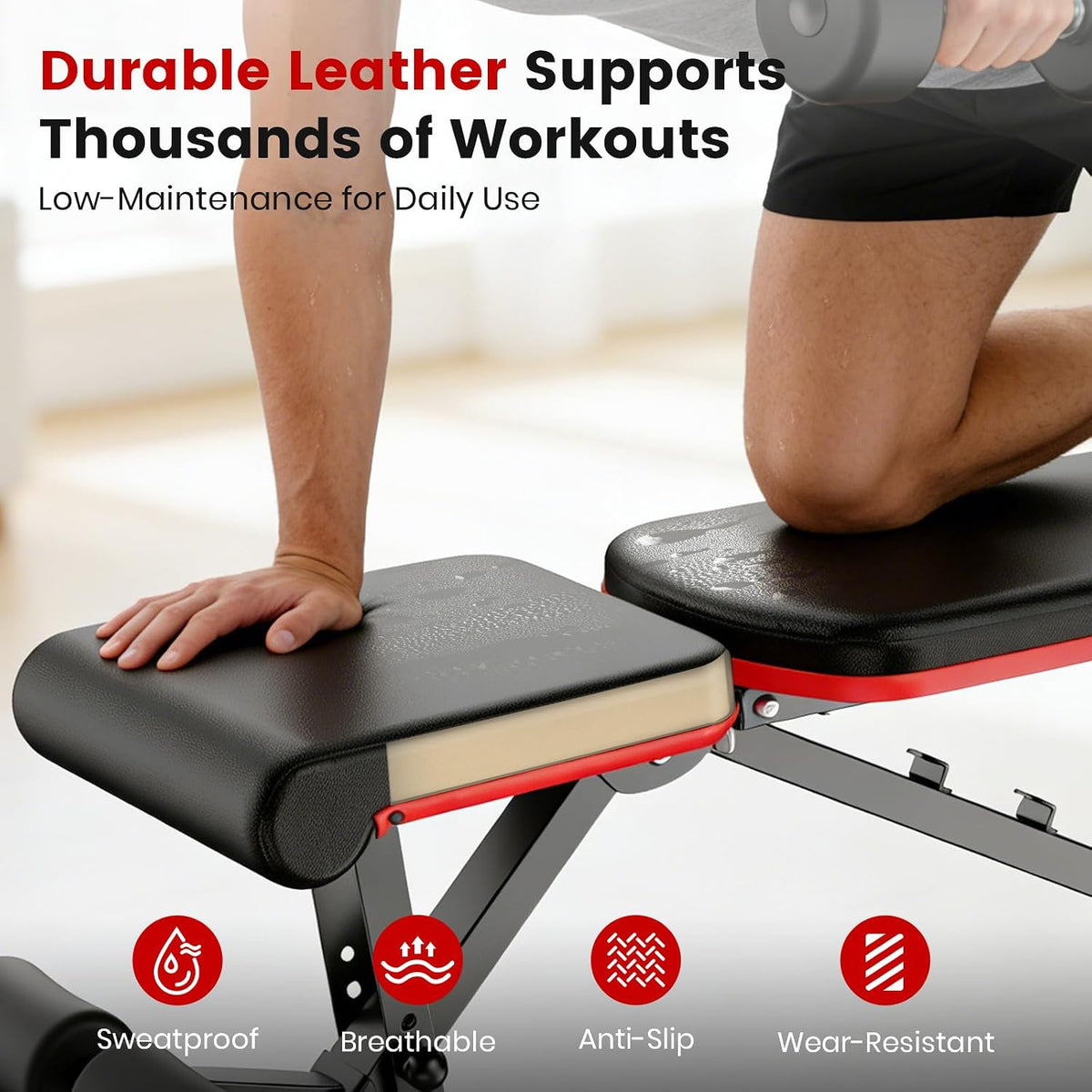 Adjustable Weight Bench for Home Gym, 14-in-1 Foldable Workout Bench