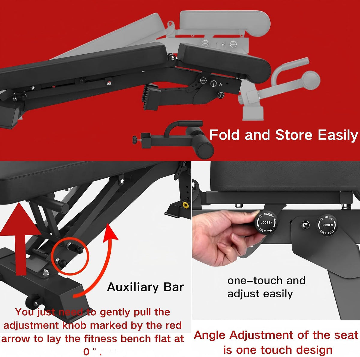 YOUTEN 1300 LB Weight Bench With Headrest Heavy Capacity | 9-4-4 90Â° Adjustable Incline Decline Exercise Chair for Home Gym More Stable and Durable | Foldable Training Lifting Bench | Dragon Flag Handle for Abdominal Arm Workout 2025 New Version