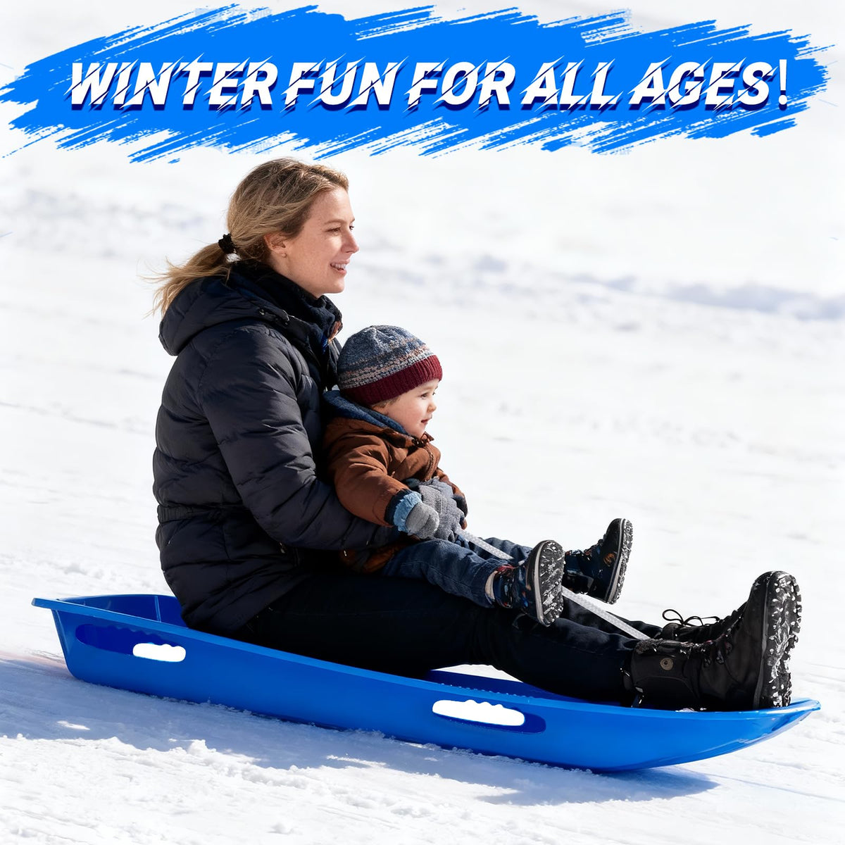 Large Sturdy Snow Sleds for Both Kids and Adults,48â