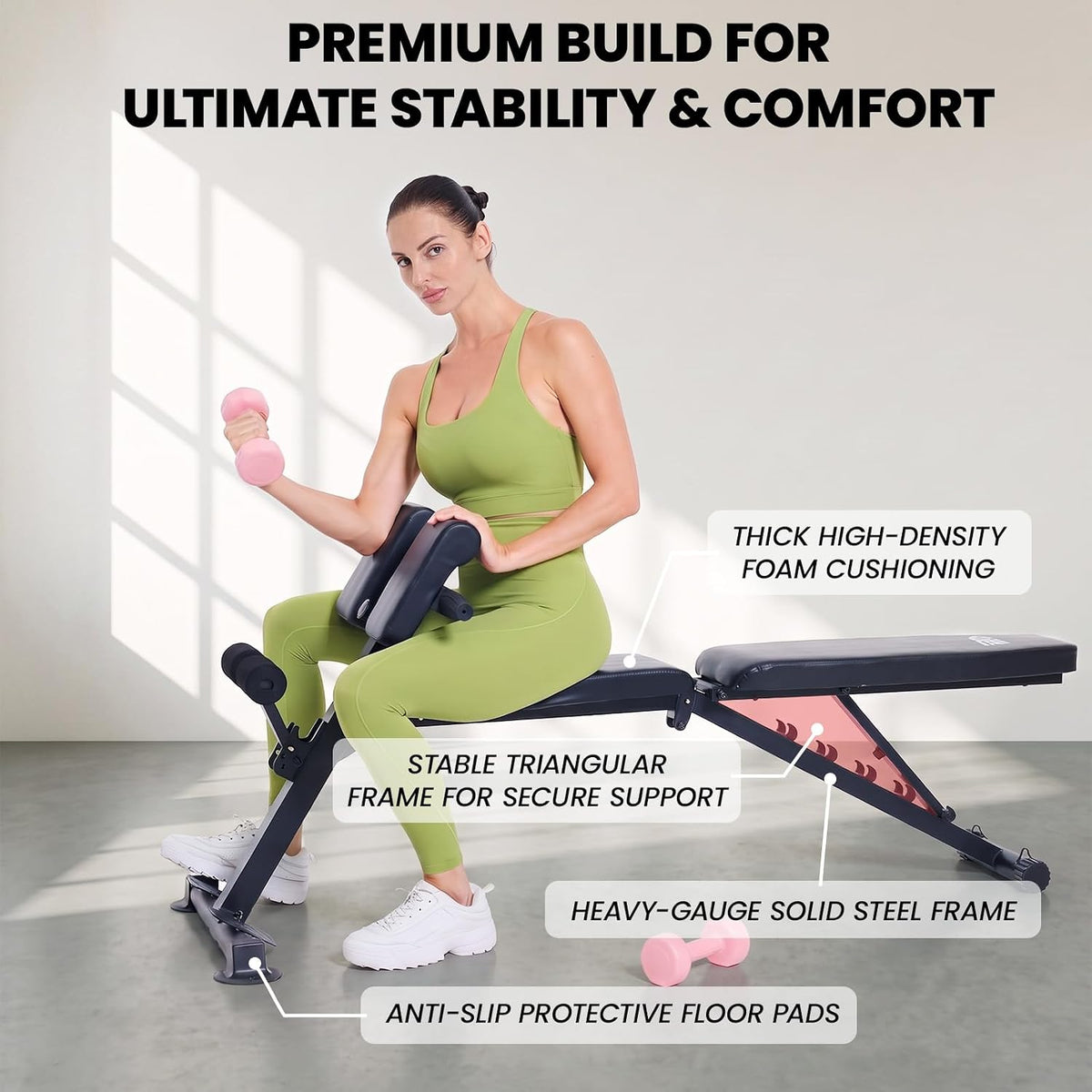 YYJO 1000LBS Adjustable Weight Bench Roman Chair