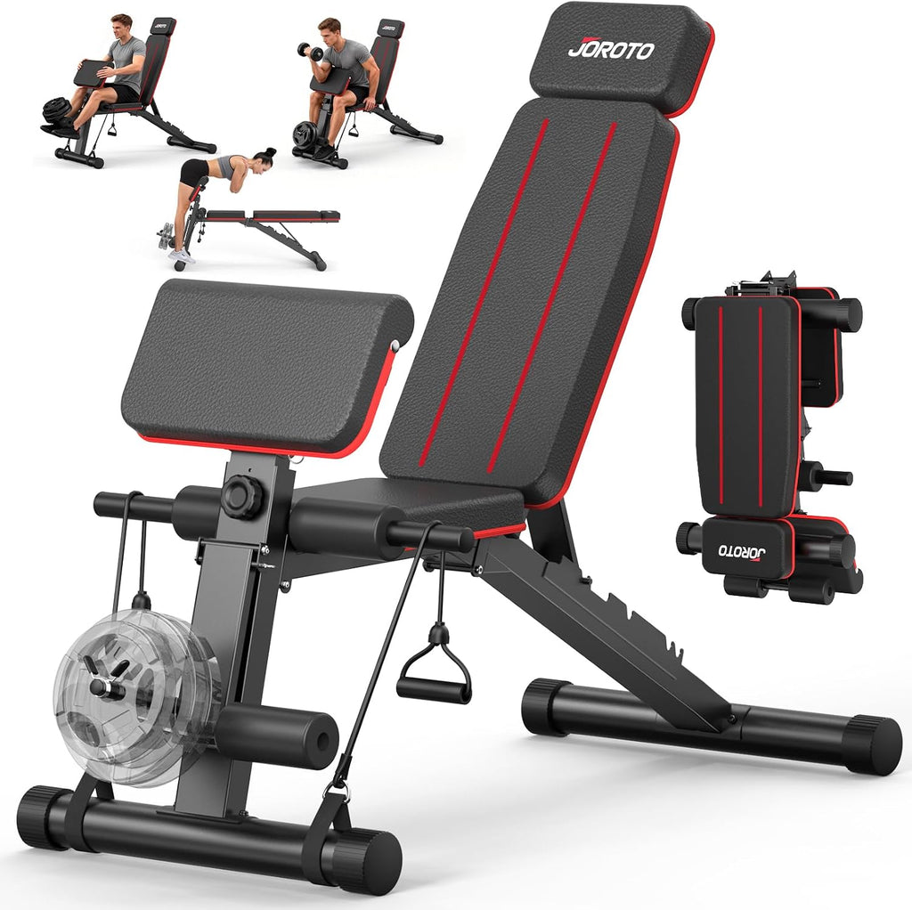 JOROTO Adjustable Weight Bench, Leg & Back Extension, Preacher Curl Bench