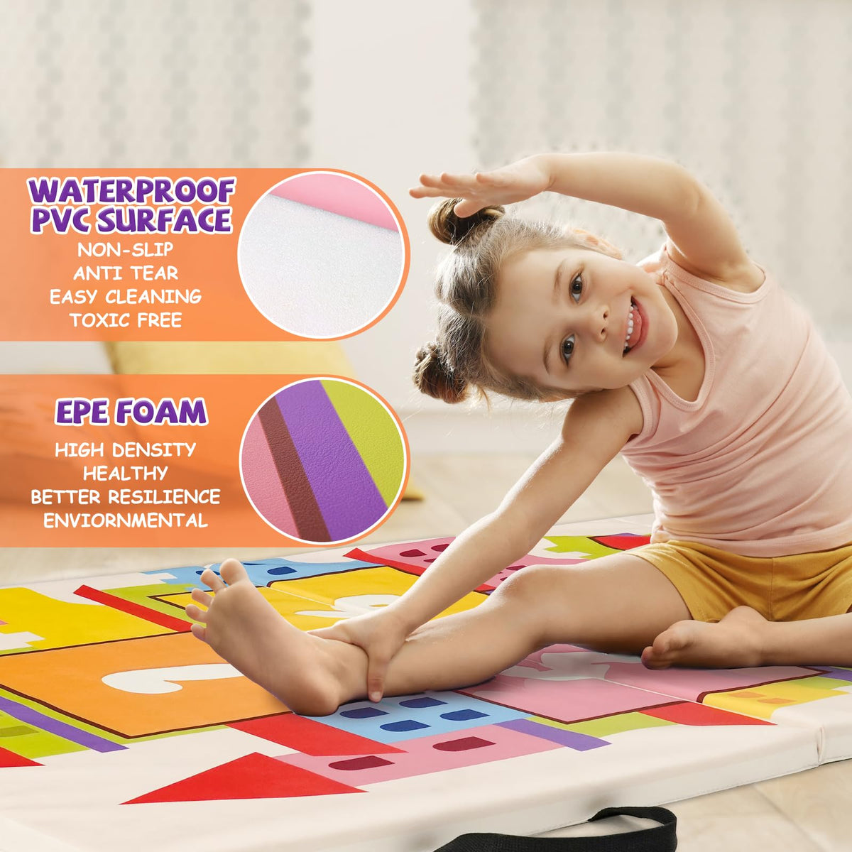 Kangaroo Hoppers Gymnastics Tumbling Mats Foldable Gym Tumble Mat for Kids