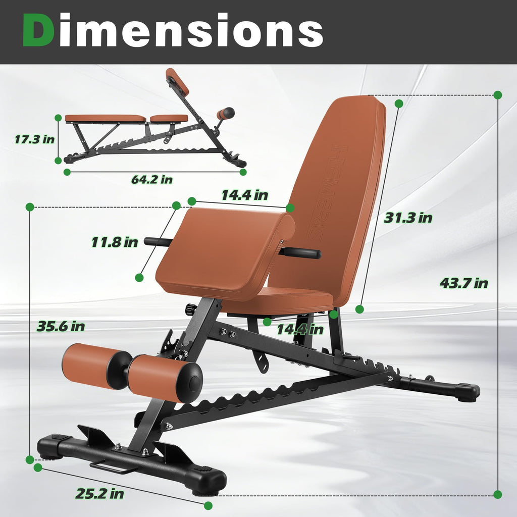 Adjustable Weight Bench for Home Gym 2.2 Inch Thick Pad