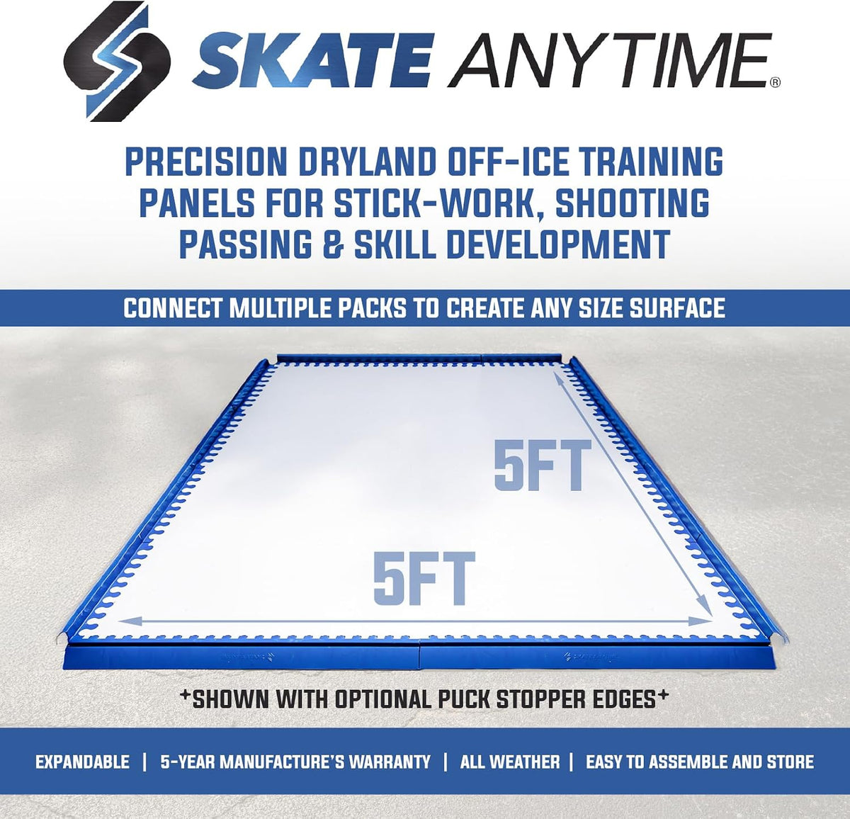 Skate Anytime Precision Dryland Hockey Tiles â Expandable Off-Ice Hockey Training Zones for Stickhandling, Passing & Shooting